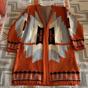Orange Aztec cardigan